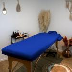 DRAP HOUSSE TABLE MASSAGES AVEC TROU ÉPONGE Bleu 