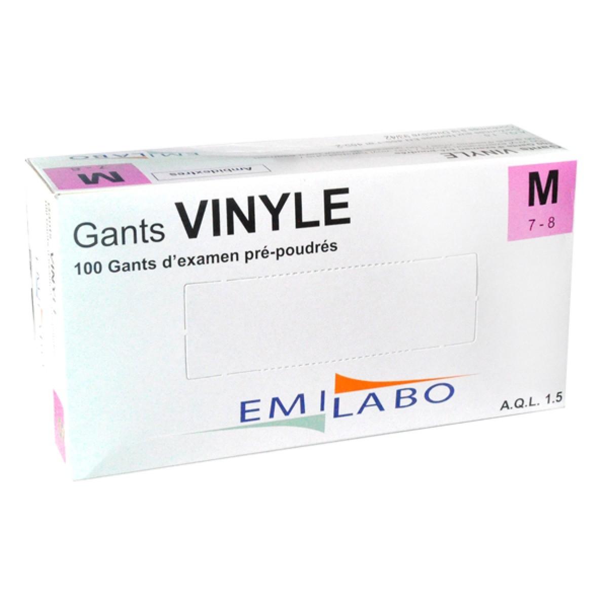 Gant jetable en vinyle non poudré Taille S (6/7) - Boîte de 100 gants 