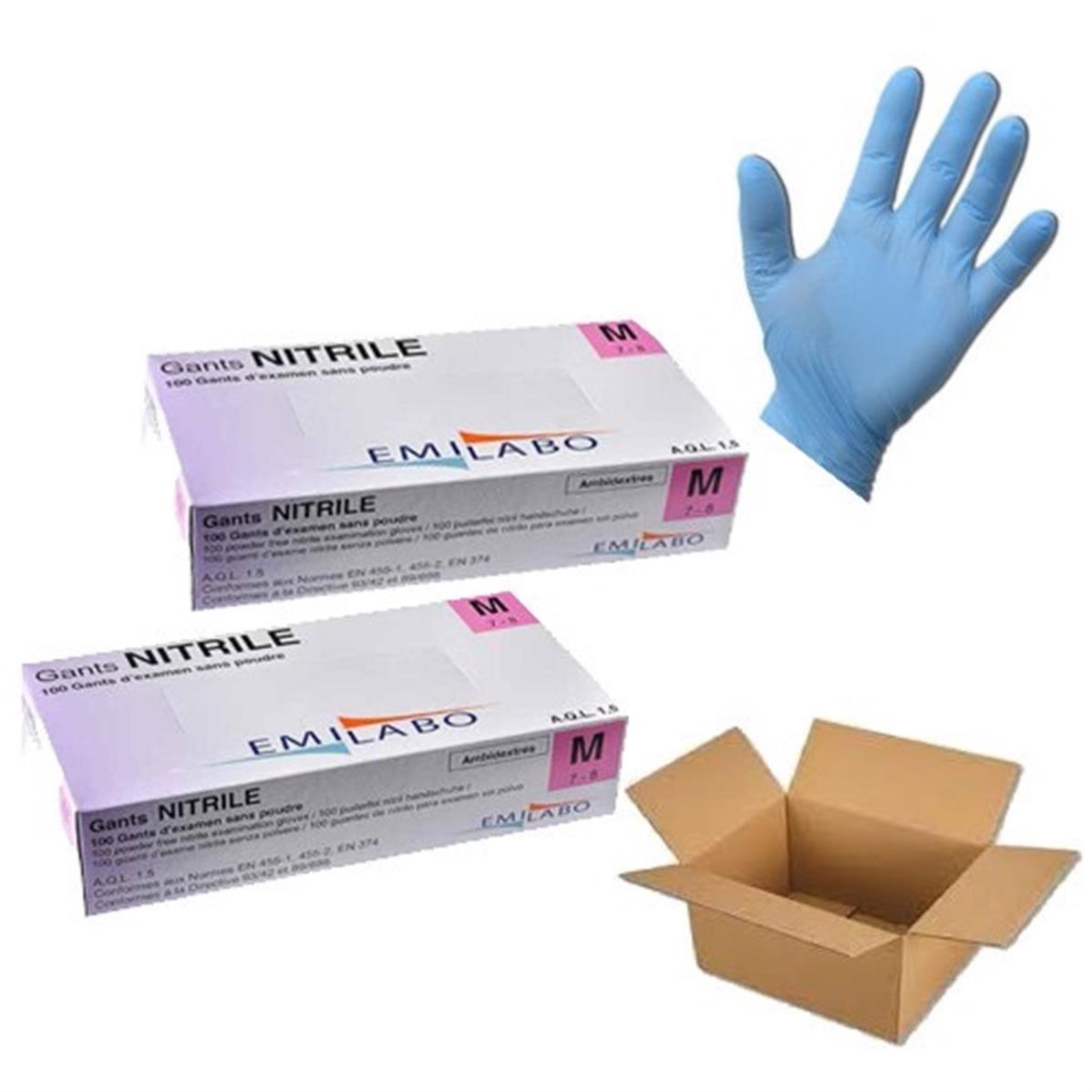 GANTS NITRILE NON POUDRE TAILLE M SANS PHTALATES AQL 1.5 EN/374 x