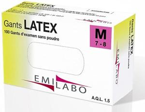 GANTS LATEX NON POUDRÉS EMILABO TAILLE S