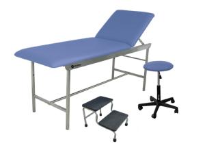 PACK DIVAN D EXAMEN+TABOURET+ MARCHEPIED 2 MARCHES INOX bleu